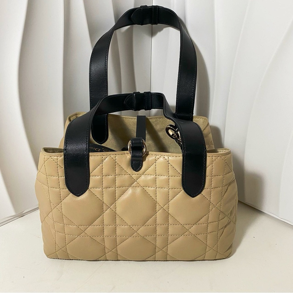 Dior Toujours Cannage Quilted Leather Tote Bag Beige & Black - Picture 4 of 14